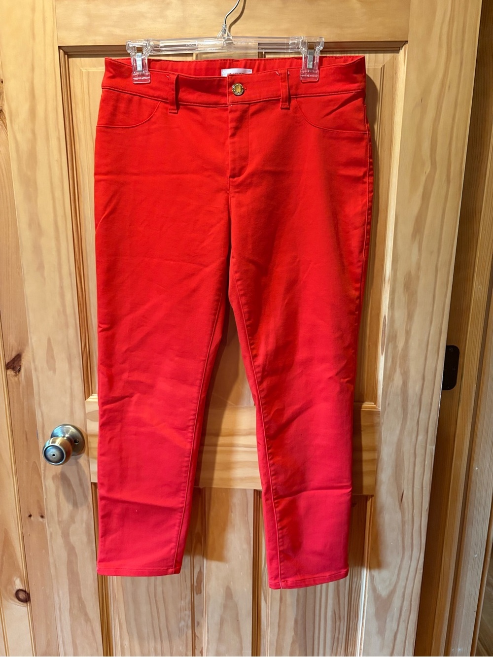 Calvin Klein skinny cropped stretch ankle pants vibrant red